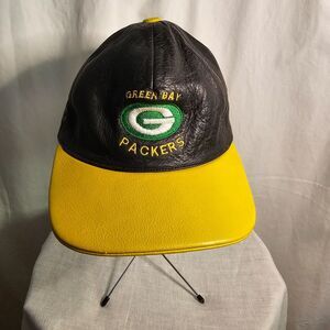 Vintage Green Bay Packers Leather Snapback Baseball Cap Hat